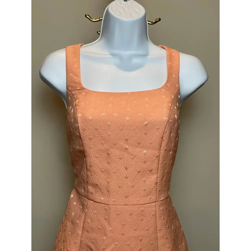 The Limited Peach Satin Thread Embroidered Sheath Dress Womens Size 4 - Picture 2 of 9